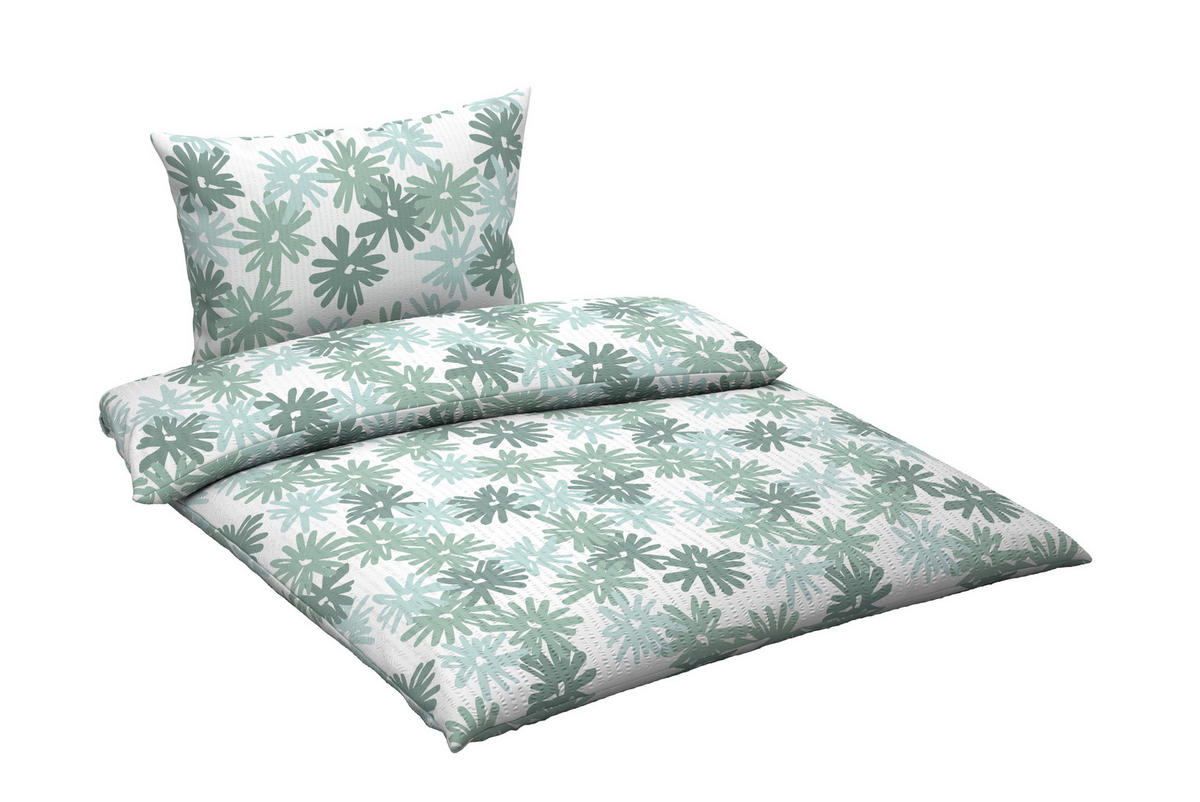 BETTWÄSCHE 2-teilig Seersucker 140/200 cm  - Grün, KONVENTIONELL, Textil (140/200cm) - Esposa