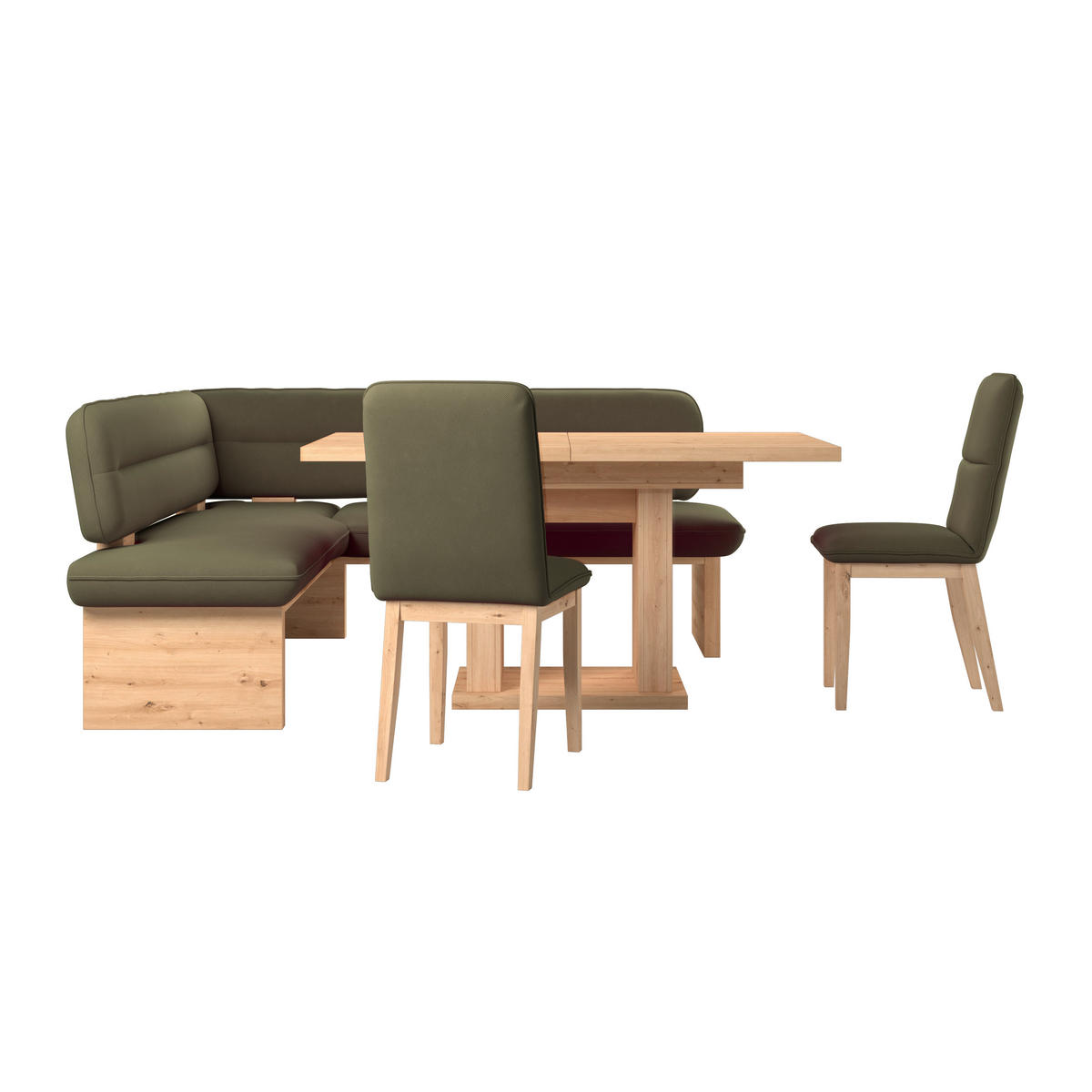 ECKBANK 170/232 cm Webstoff Grün Eiche Sperrholz   - Eichefarben/Grün, KONVENTIONELL, Holz/Textil (170/232cm) - Livetastic