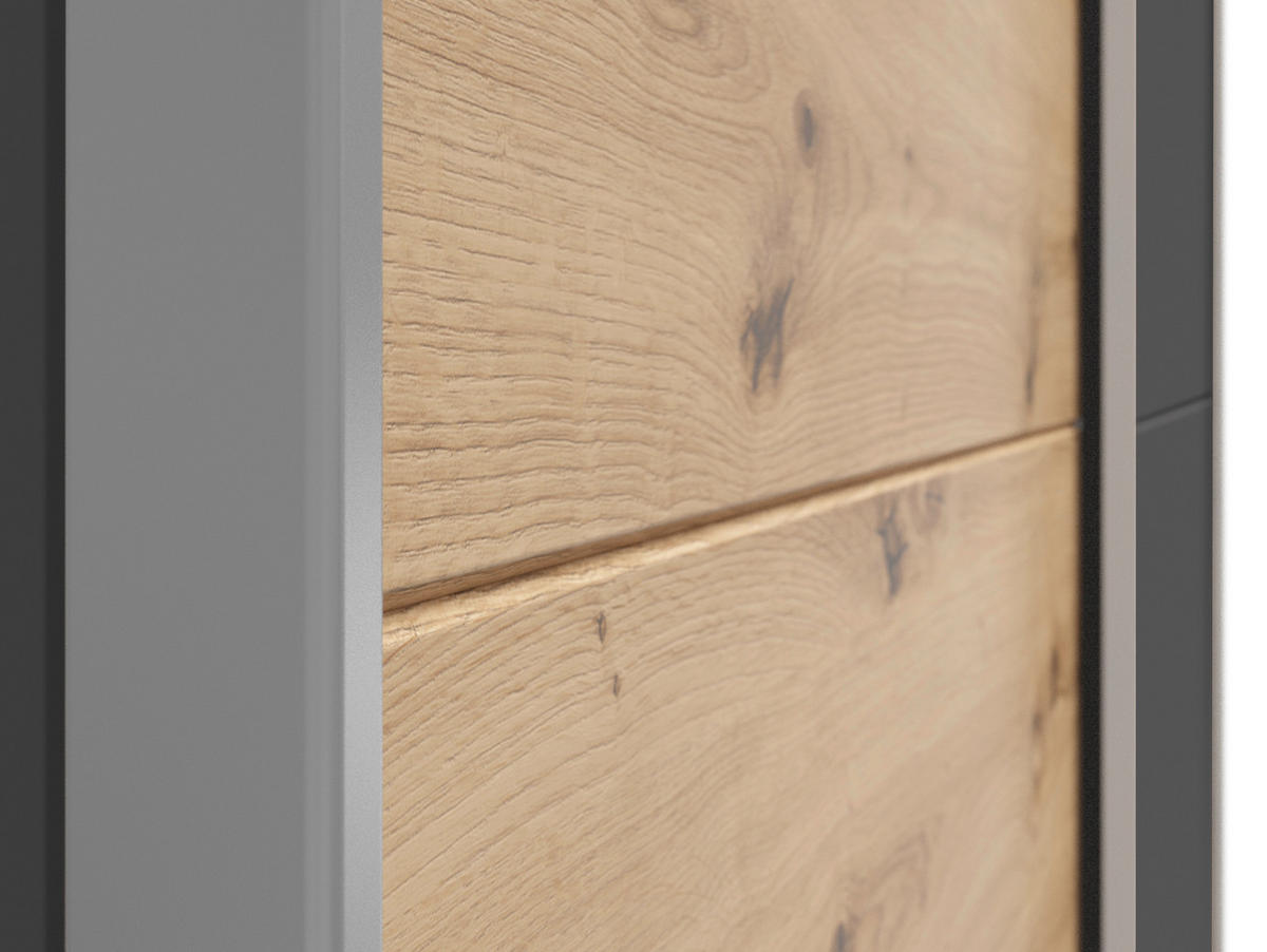 SCHWEBETÜRENSCHRANK 170/191/59 cm 2-türig Graphitfarben, Eiche Artisan  - Silberfarben/Graphitfarben, Basics, Holzwerkstoff/Kunststoff (170/191/59cm) - Boxxx