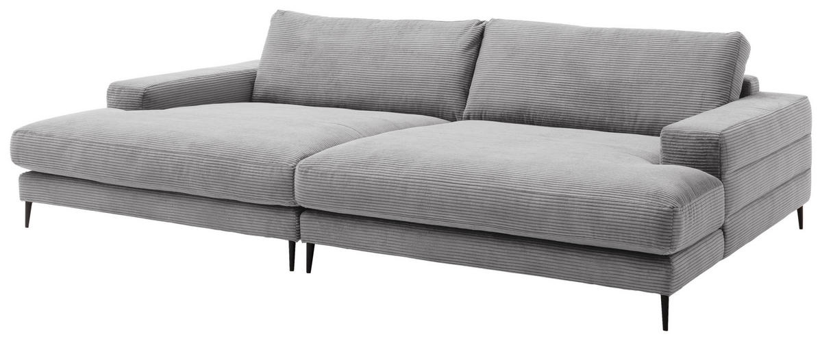 BIGSOFA in Cord Grau  - Schwarz/Grau, Design, Textil/Metall (296/83/177cm) - Dieter Knoll