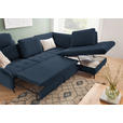 ECKSOFA in Chenille Blau  - Blau/Schwarz, Natur, Textil/Metall (288/233cm) - Valnatura