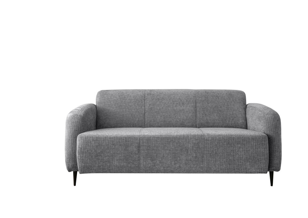 3-SITZER-SOFA Mikrofaser Grau  - Schwarz/Grau, Modern, Textil/Metall (180/76/90cm) - Livetastic