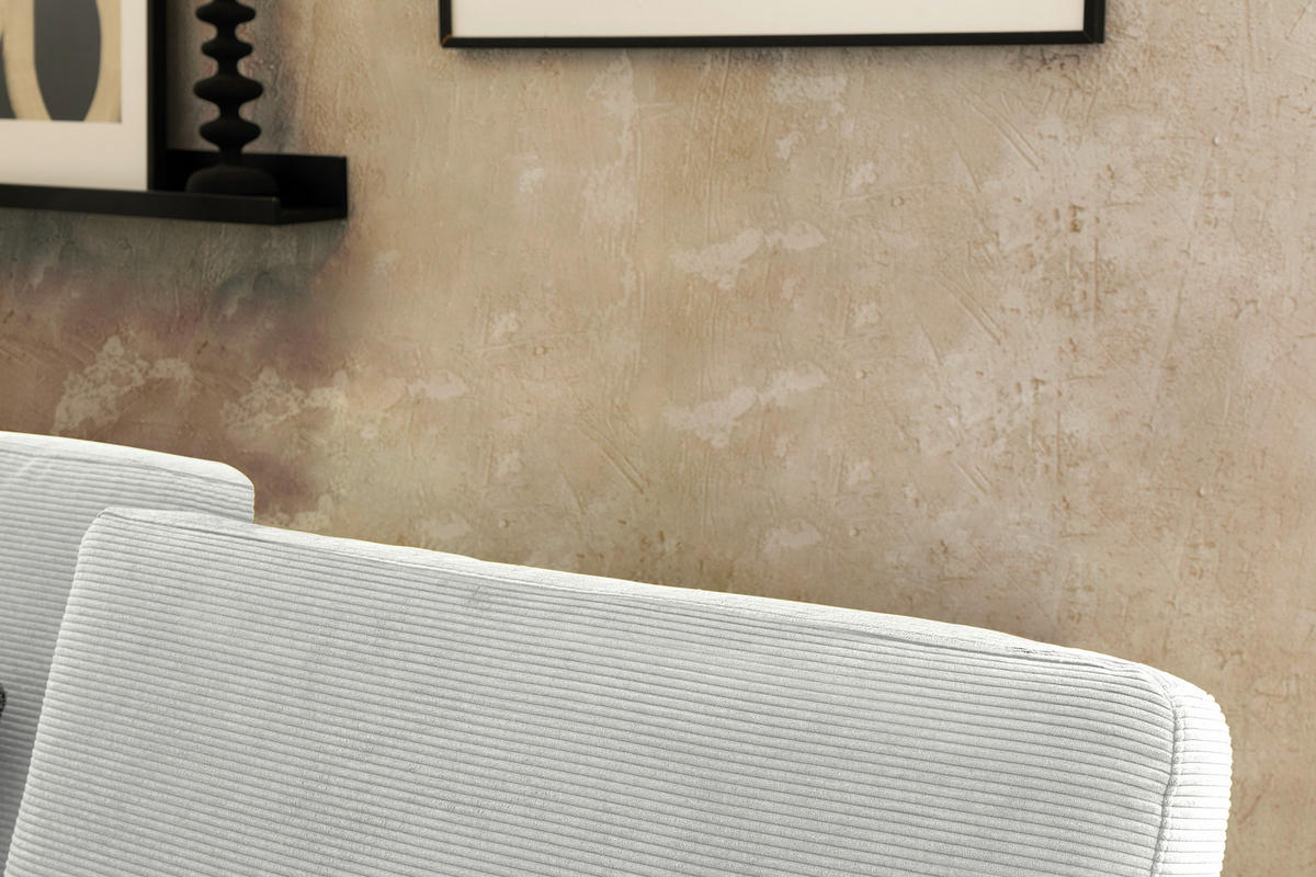 ECKSOFA in Cord Hellgrau  - Hellgrau/Schwarz, Design, Textil/Metall (185/298cm) - Pure Home Lifestyle