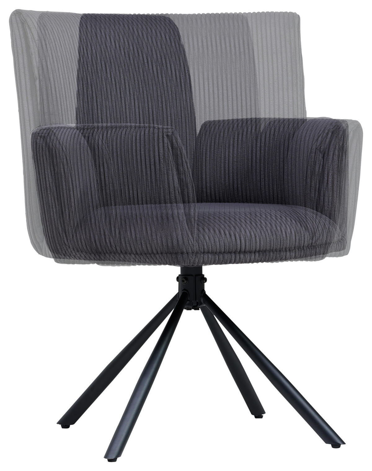 ARMLEHNSTUHL  in Eisen Cord  - Anthrazit/Schwarz, MODERN, Textil/Metall (65/90/62cm) - MID.YOU