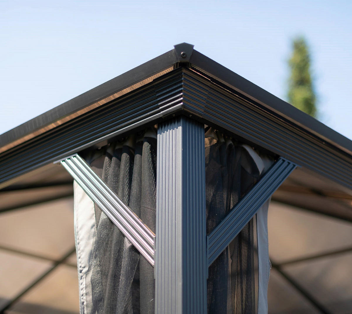 PAVILLON 298/261/298 cm Aluminium  - Anthrazit, Basics, Kunststoff/Metall (298/261/298cm) - Ambia Garden