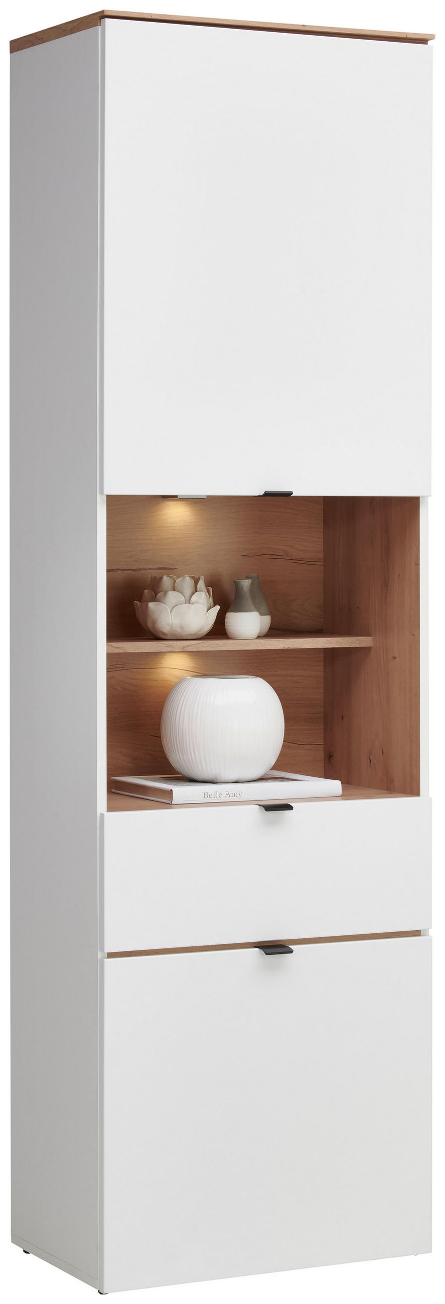 VITRINE in Weiß, Eiche Artisan  - Schwarz/Weiß, MODERN, Holzwerkstoff/Kunststoff (60/200/37cm) - Hom`in