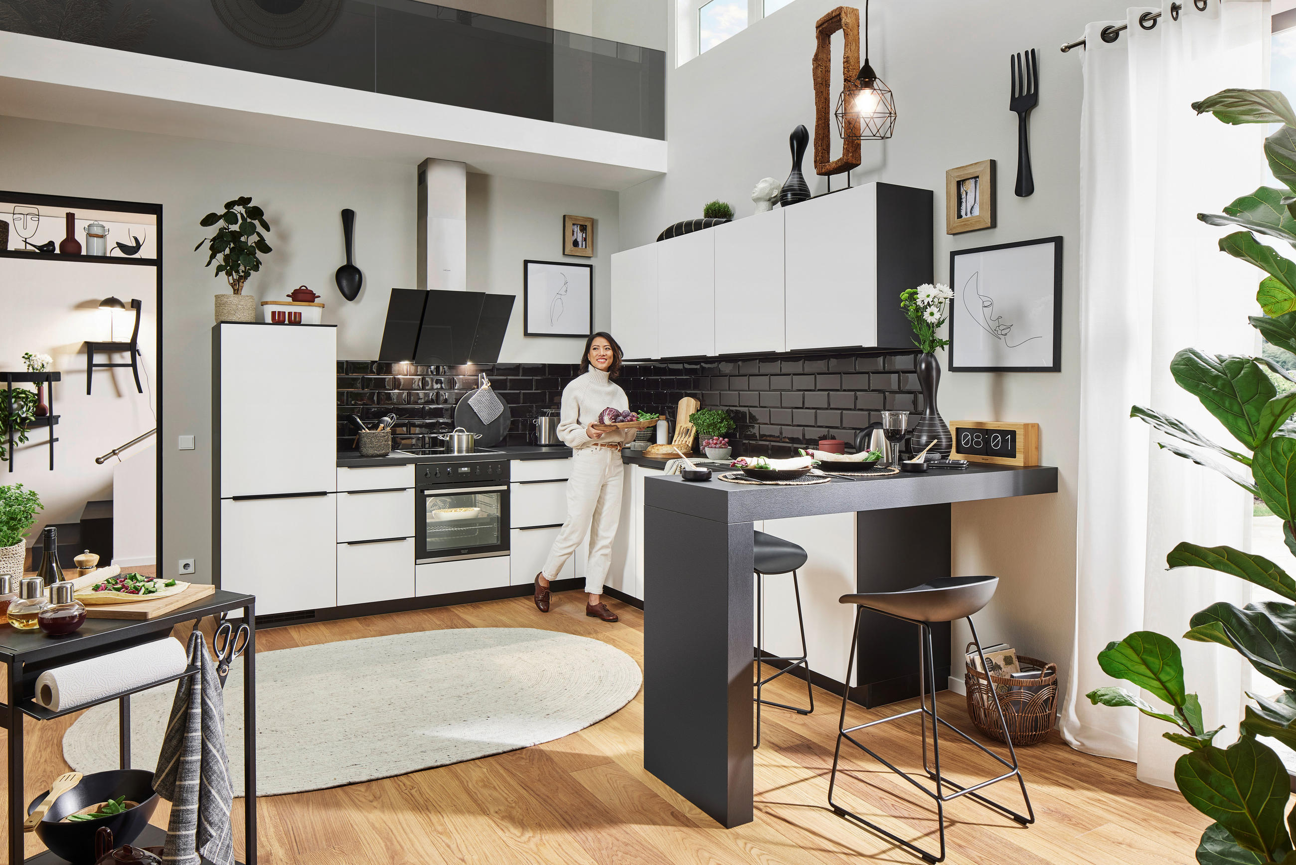 EINBAUKÜCHE   - Weiß, Design, Holzwerkstoff - Celina