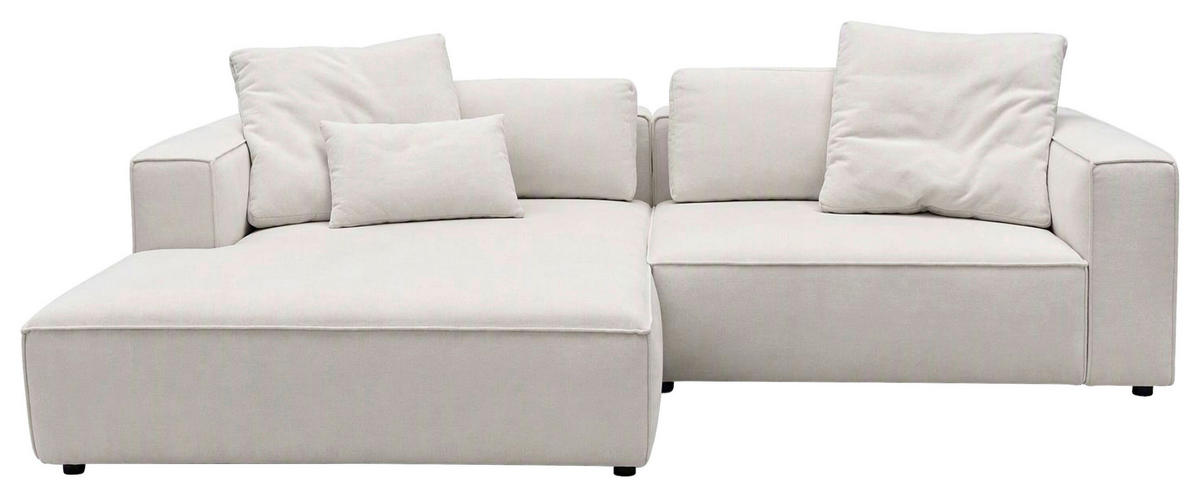 ECKSOFA Weiß Chenille Rücken echt  - Schwarz/Weiß, MODERN, Kunststoff/Textil (185/296cm) - Hom`in