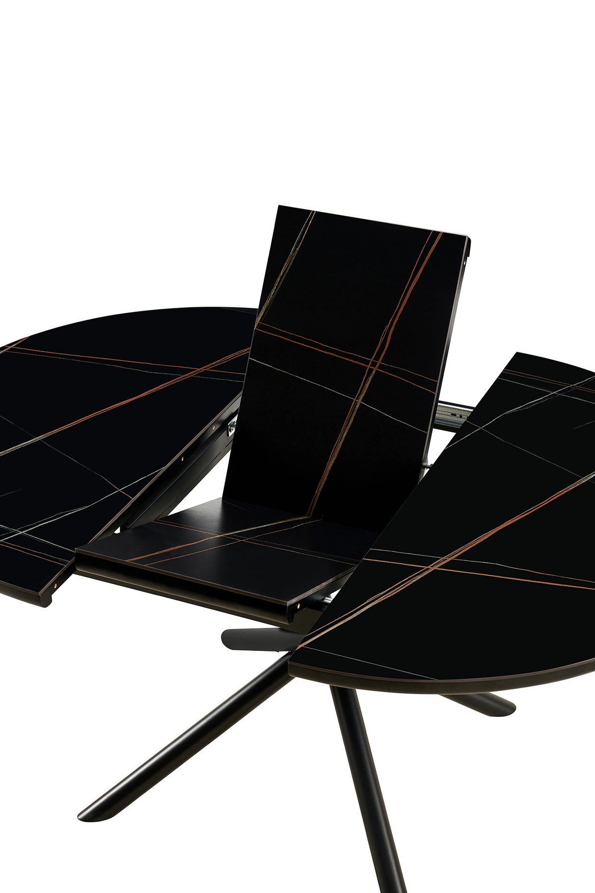 ESSTISCH Schwarz rund  ausziehbar  - Schwarz, MODERN, Keramik/Holzwerkstoff (120-160/120/76cm) - Livetastic