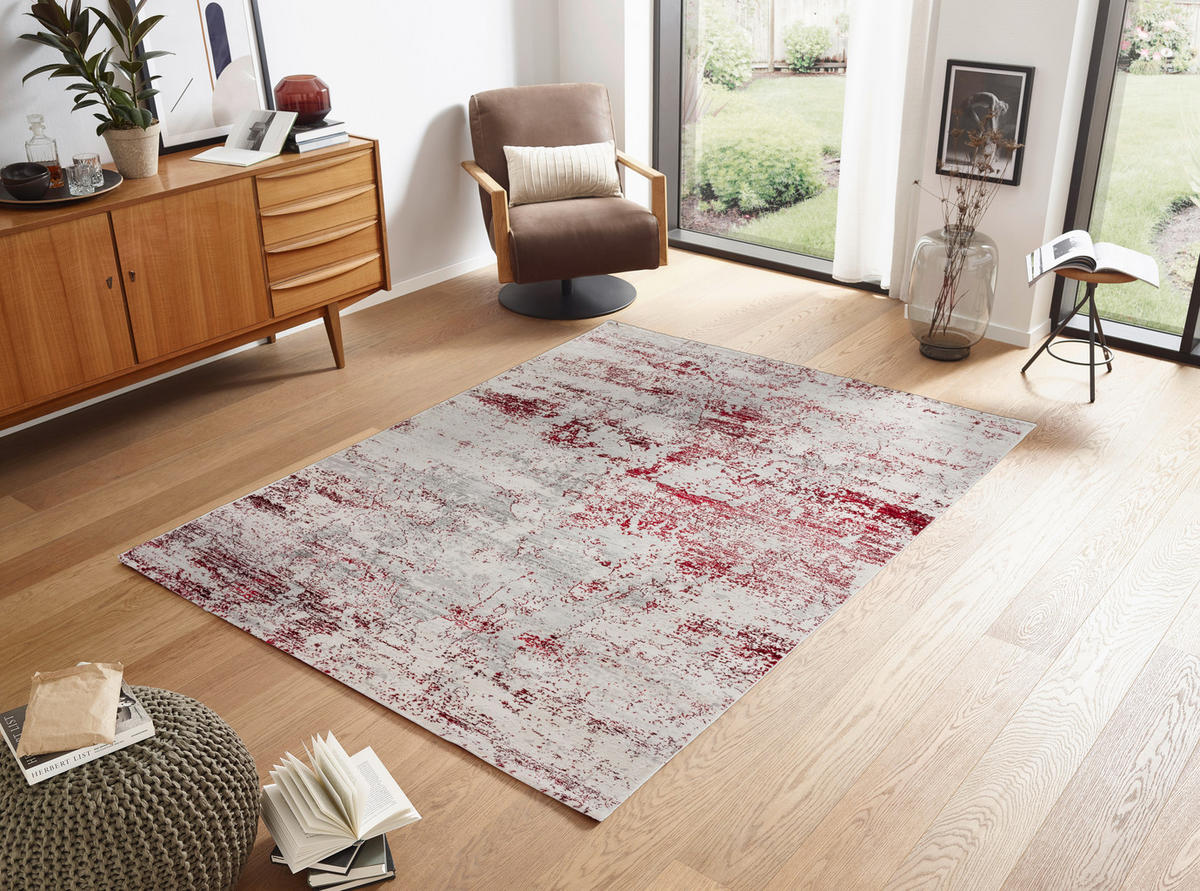 WEBTEPPICH Antea 80/150 cm Antea  - Rot/Creme, Design, Textil (80/150cm) - Schöner Wohnen Teppi