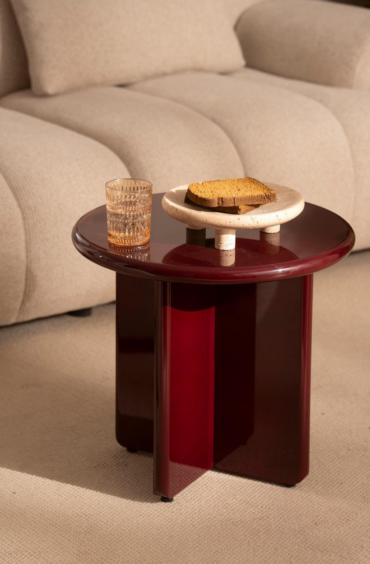 COUCHTISCH 50/50/45 cm rund Rot  - Rot, Design, Holzwerkstoff (50/50/45cm) - MID.YOU