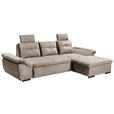 ECKSOFA in Mikrovelours Creme  - Creme/Schwarz, KONVENTIONELL, Kunststoff/Textil (275/170cm) - Carryhome