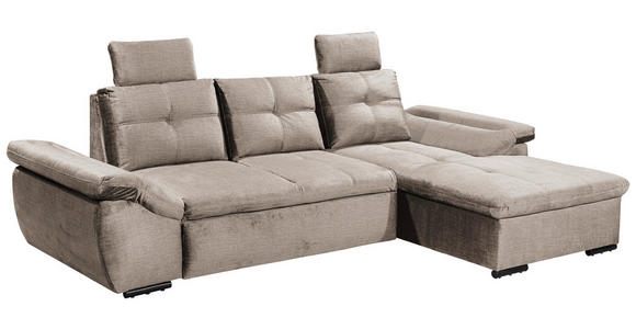 ECKSOFA in Mikrovelours Creme - Creme/Schwarz, KONVENTIONELL, Kunststoff/Textil (275/170cm) - Carryhome