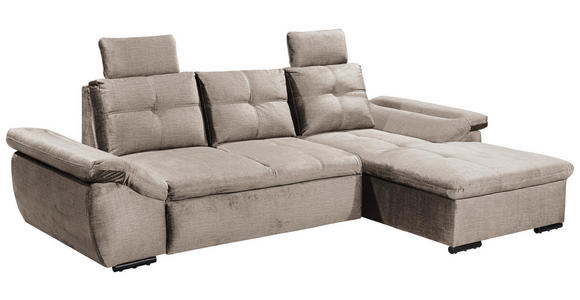 ECKSOFA in Mikrovelours Creme  - Creme/Schwarz, KONVENTIONELL, Kunststoff/Textil (275/170cm) - Carryhome