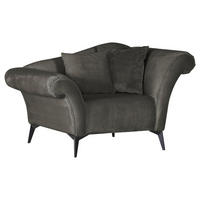 FAUTEUIL in Chenille Anthrazit  - Anthrazit/Schwarz, Design, Textil/Metall (138/83/85cm)
