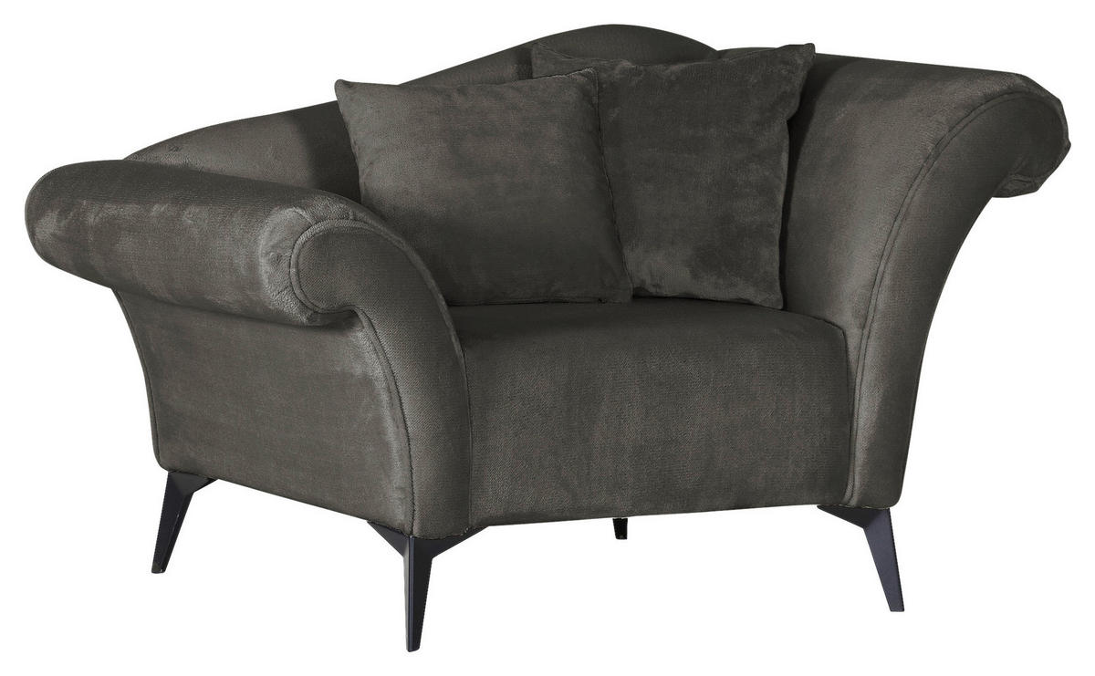 FAUTEUIL in Chenille Anthrazit  - Anthrazit/Schwarz, Design, Textil/Metall (138/83/85cm)