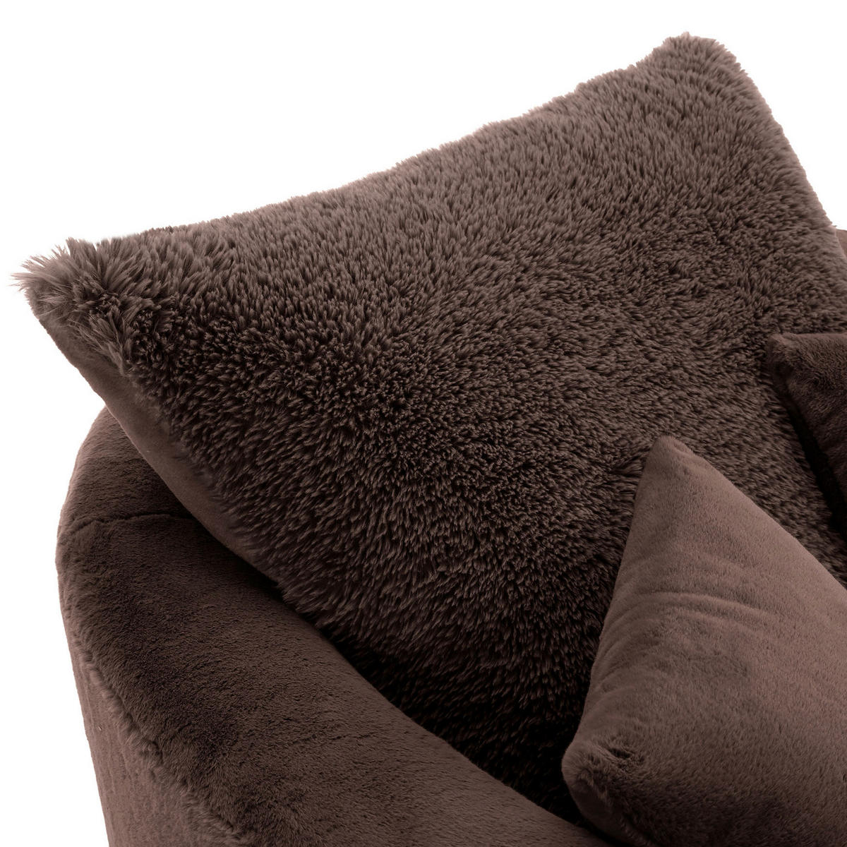 SESSEL in Plüsch Dunkelbraun  - Dunkelbraun/Schwarz, KONVENTIONELL, Textil/Metall (115/72/115cm) - Ambia Home
