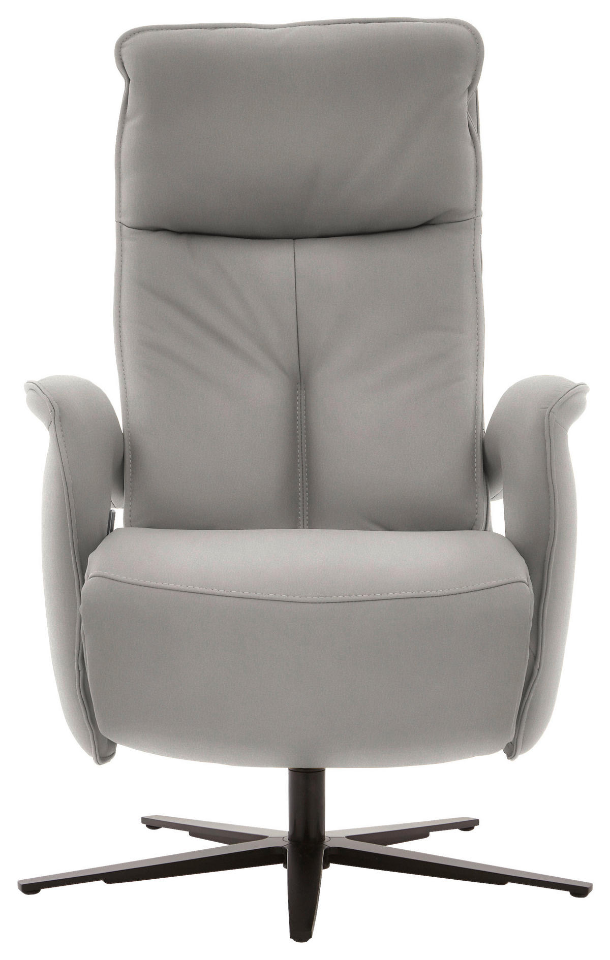 RELAXSESSEL in Leder Hellgrau  - Hellgrau/Schwarz, Design, Leder/Metall (77/110/87cm) - Valdera