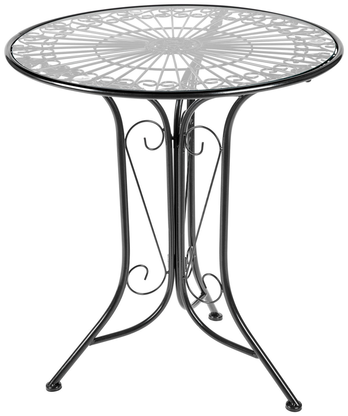 GARTENTISCH Metall, Glas Schwarz rund  - Schwarz, KONVENTIONELL, Glas/Metall (64,3cm) - Ambia Home