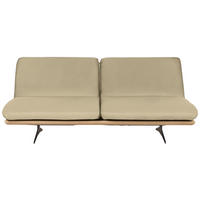 SCHLAFSOFA Beige Stoffauswahl, Schlafen auf Sitzhöhe, Rücken echt  - Beige/Schwarz, Design, Leder/Holz (204/92/90cm) - Dieter Knoll