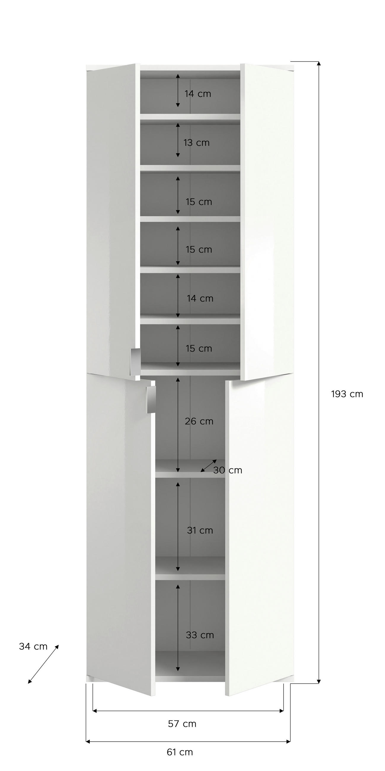 GARDEROBENSCHRANK 122/193/34 cm  - Schwarz, Konventionell, Glas/Holzwerkstoff (122/193/34cm) - MID.YOU