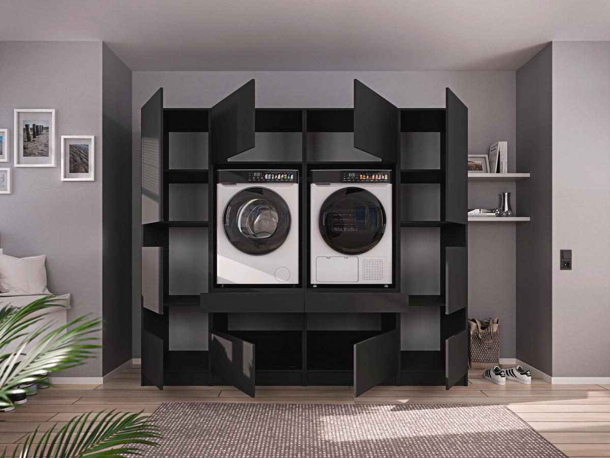 MEHRZWECKSCHRANK 50/200/68 cm  in Anthrazit  - Anthrazit/Schwarz, Design, Holzwerkstoff/Metall (50/200/68cm) - Milino