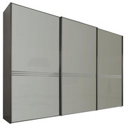 SCHWEBETÜRENSCHRANK in Anthrazit, Grau - Anthrazit/Grau, Design, Glas/Holzwerkstoff (249/222/68cm) - Moderano
