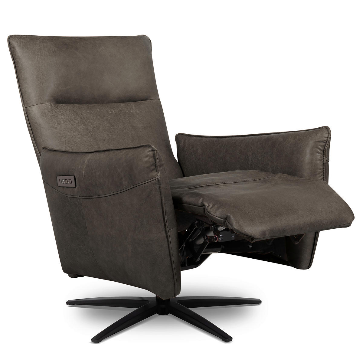 RELAXSESSEL Leder Fango  - Fango/Schwarz, Design, Leder/Metall (77/107/88cm) - Livetastic