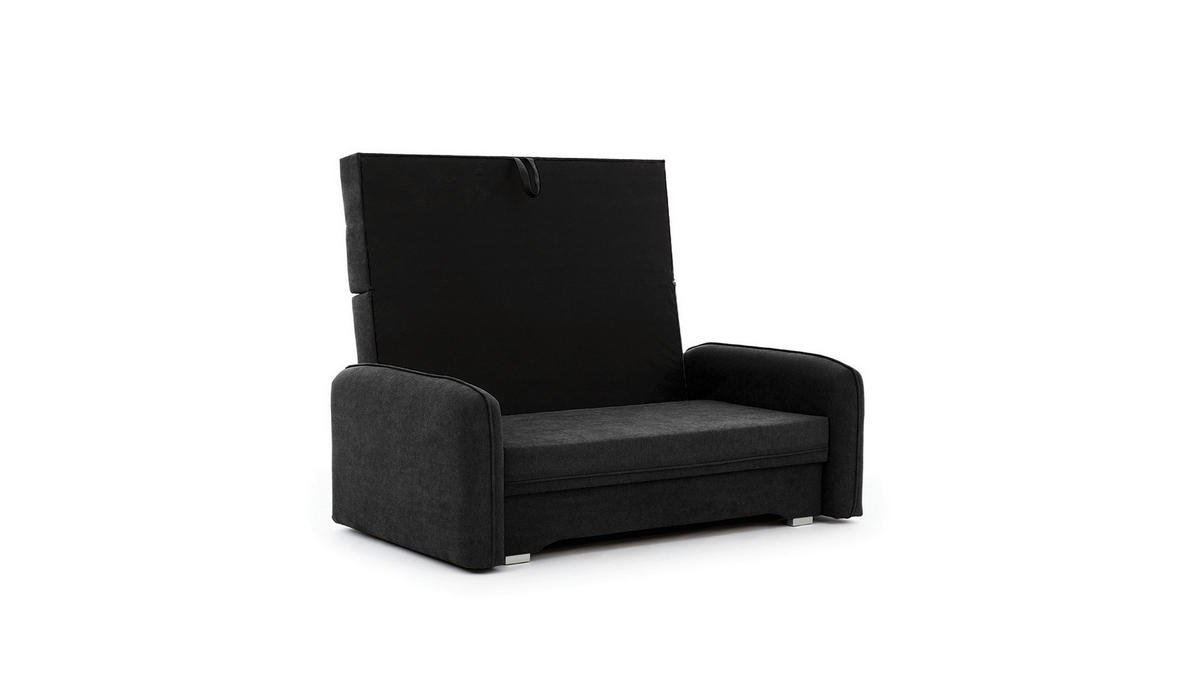 SCHLAFSOFA in Chenille Schwarz  - Silberfarben/Schwarz, Design, Kunststoff/Textil (155/105/75cm) - MID.YOU