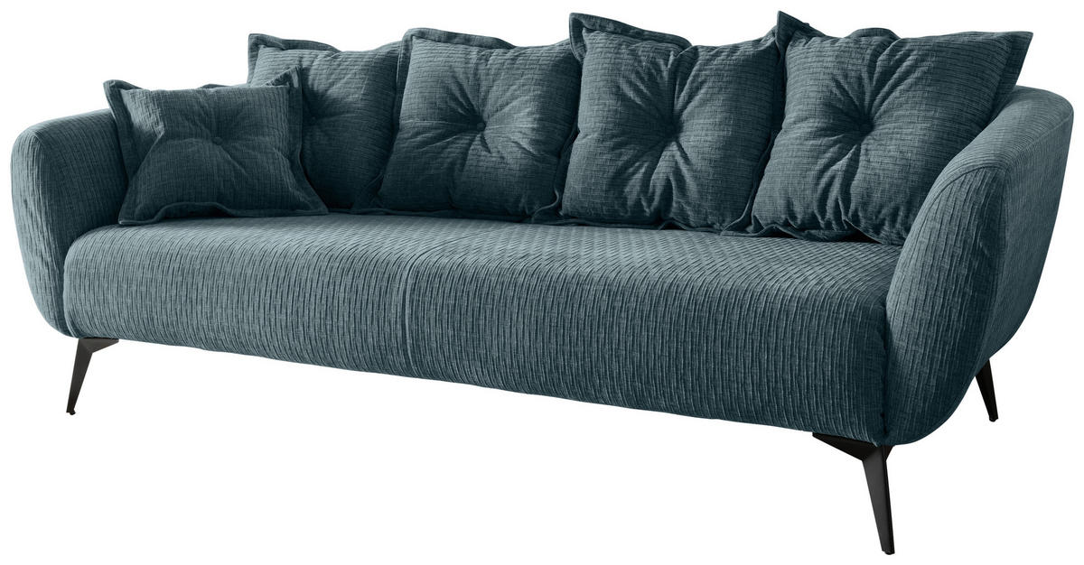 3-SITZER-SOFA in Mikrofaser Blau  - Blau/Schwarz, Modern, Textil/Metall (236/94/103cm) - Livetastic