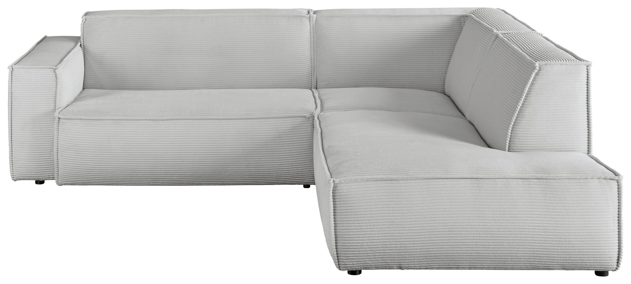 ECKSOFA  in Cord Grau Rücken echt  254/224 cm  - Schwarz/Grau, KONVENTIONELL, Kunststoff/Textil (254/224cm) - Hom`in