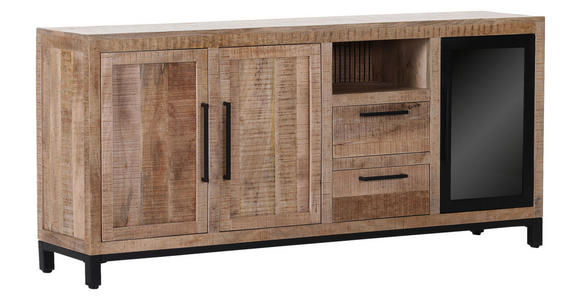 SIDEBOARD  175/80/43 cm 2 Schublade(n)  - Schwarz/Naturfarben, LIFESTYLE, Glas/Holz (175/80/43cm) - Landscape