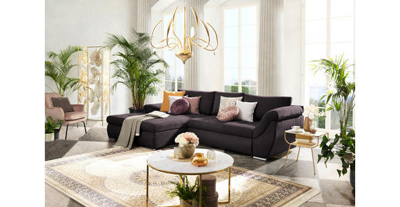 ECKSOFA in Flachgewebe Dunkelbraun  174/306 cm  - Dunkelbraun/Silberfarben, Design, Textil/Metall (174/306cm) - Carryhome
