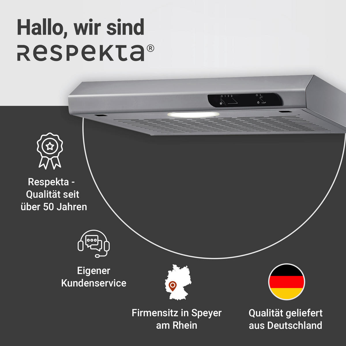 DUNSTABZUGSHAUBE DH540IXL  - Edelstahlfarben, Trend, Metall (50/7,6/47cm) - Respekta