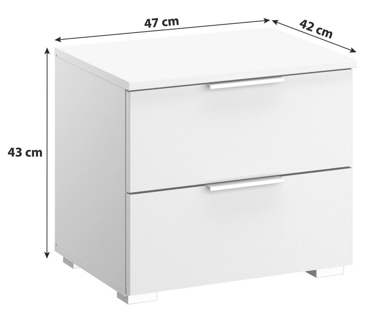 NOČNA OMARICA, bela  - bela/barve aluminija, Moderno, leseni material (47/43/42cm) - Rauch Möbel