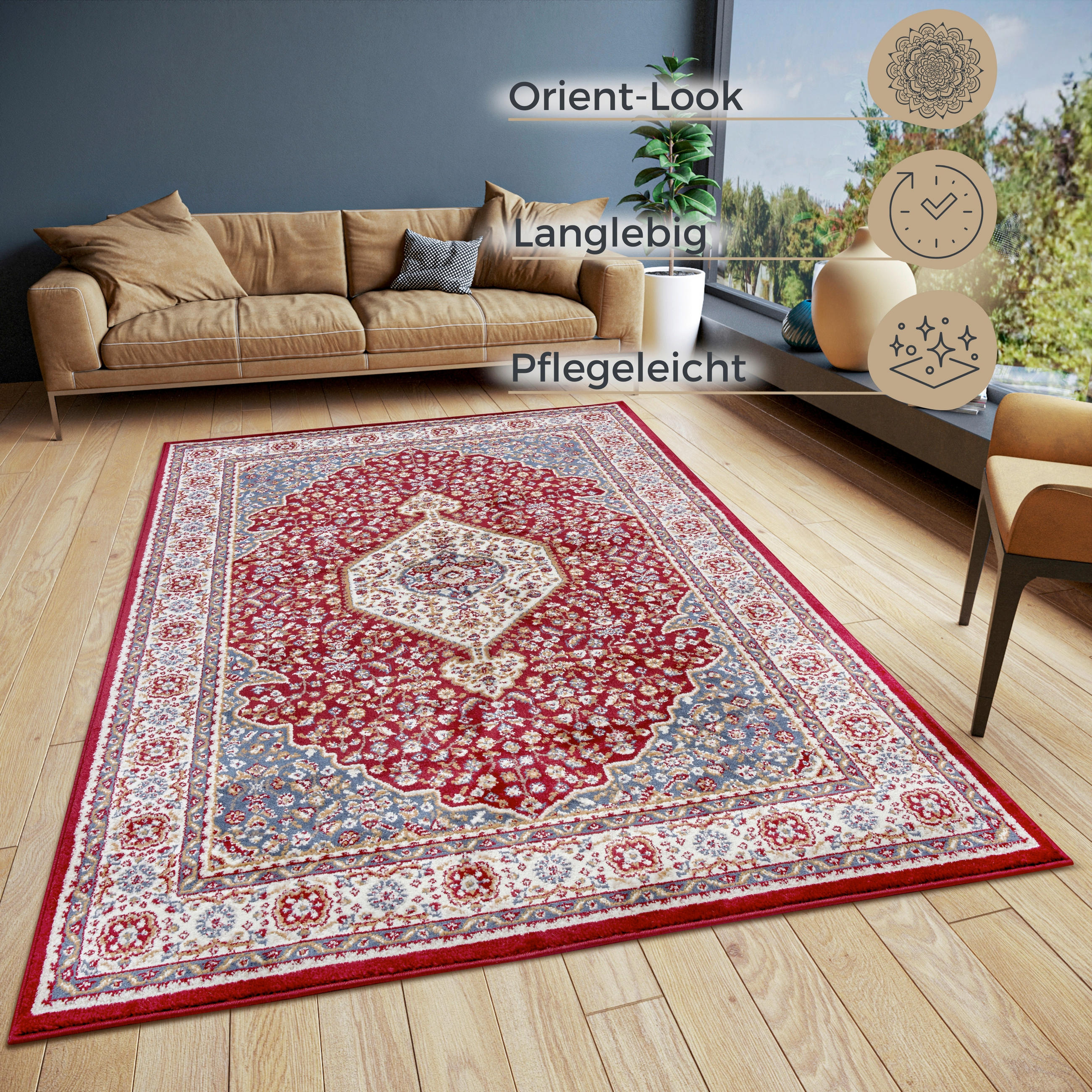 FLACHWEBETEPPICH 80/120 cm Luxor Multicolor, Rot  - Rot/Multicolor, Design, Kunststoff/Textil (80/120cm)
