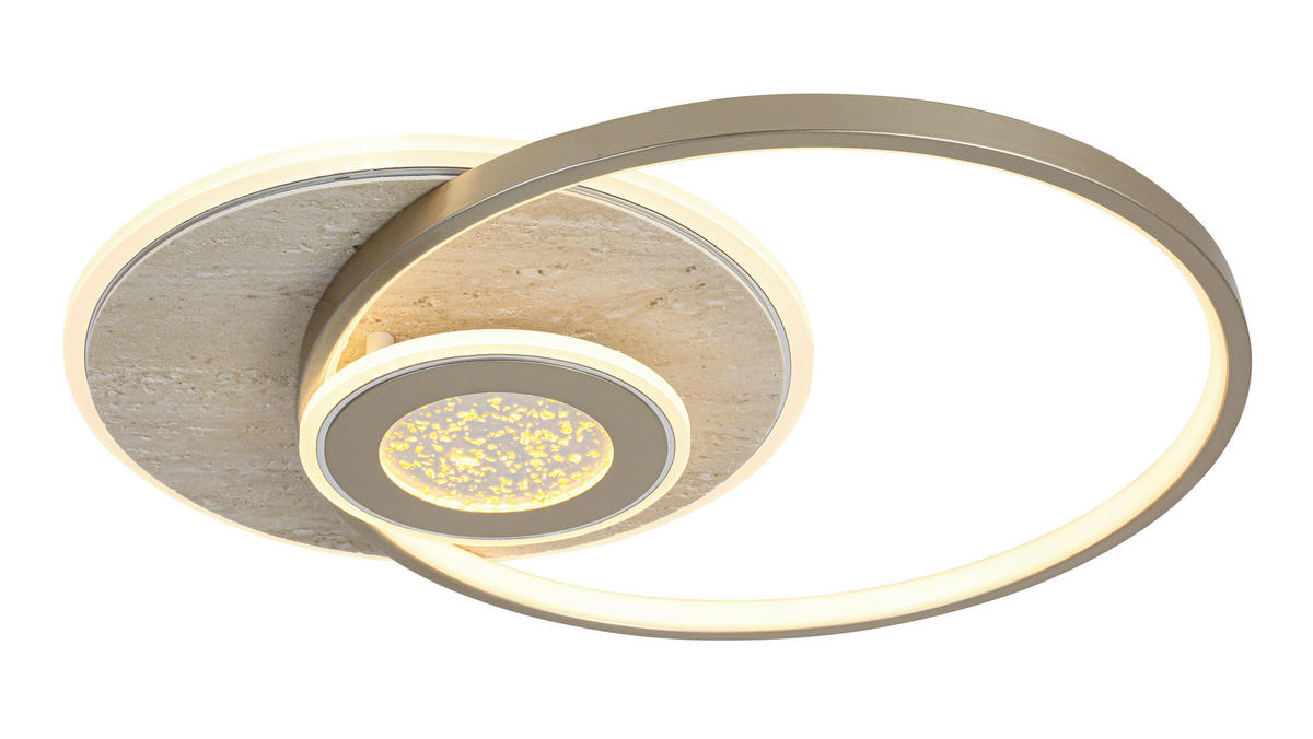 LED PLAFONJERA Travera  - boja hroma/šampanjac, Dizajnerski, kamen/metal (54,5/43/8cm) - Novel