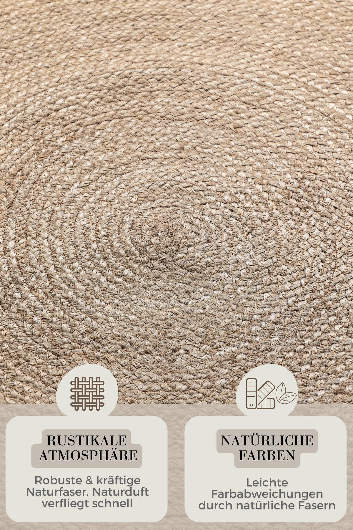JUTETEPPICH 140 cm Jute Braided Greige rund  - Greige, Design, Textil (140cm) - Hanse Home