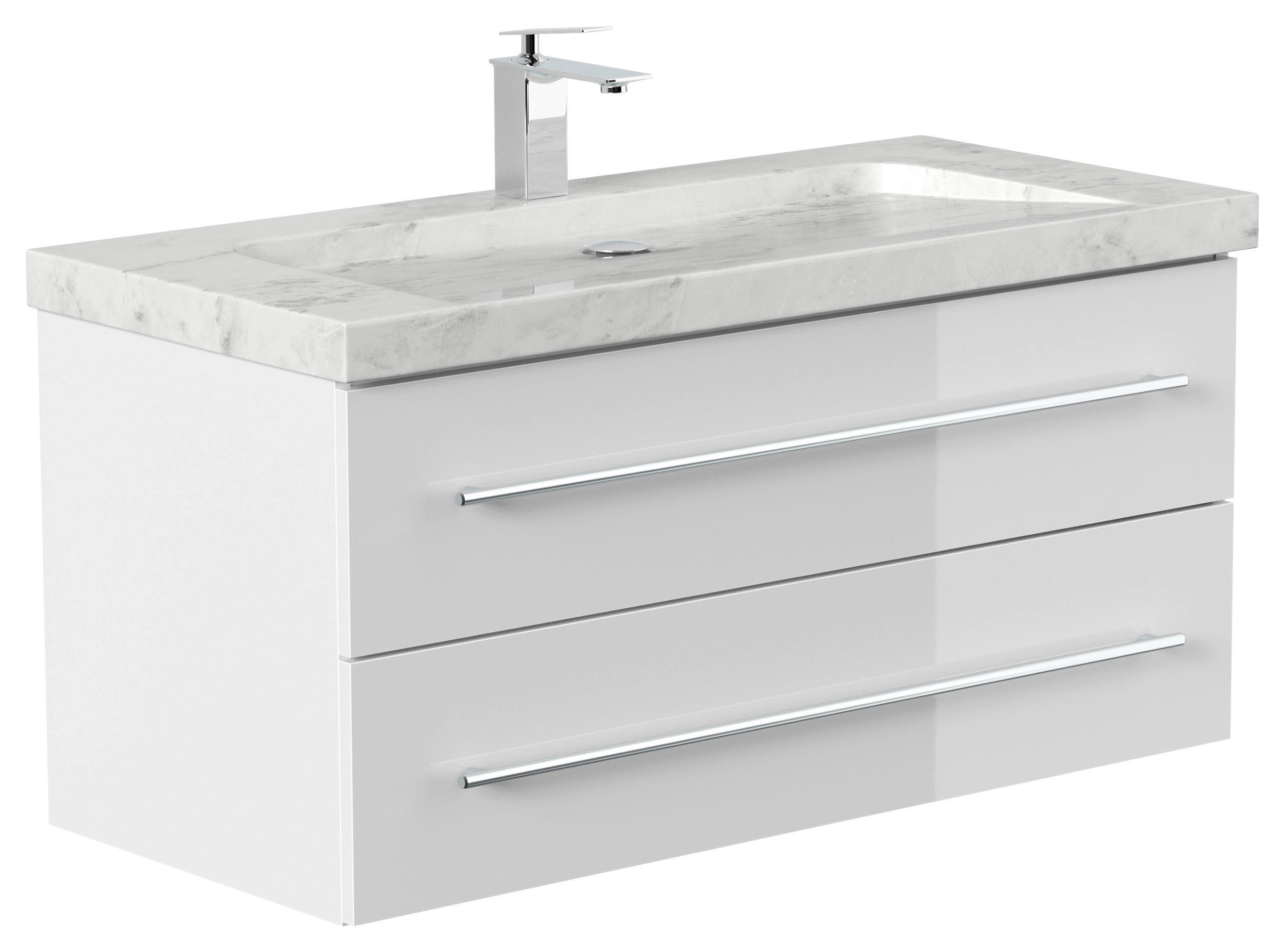 WASCHTISCHKOMBI 100 cm  - Weiß Hochglanz/Weiß, Basics, Holzwerkstoff/Stein (100cm) - MID.YOU