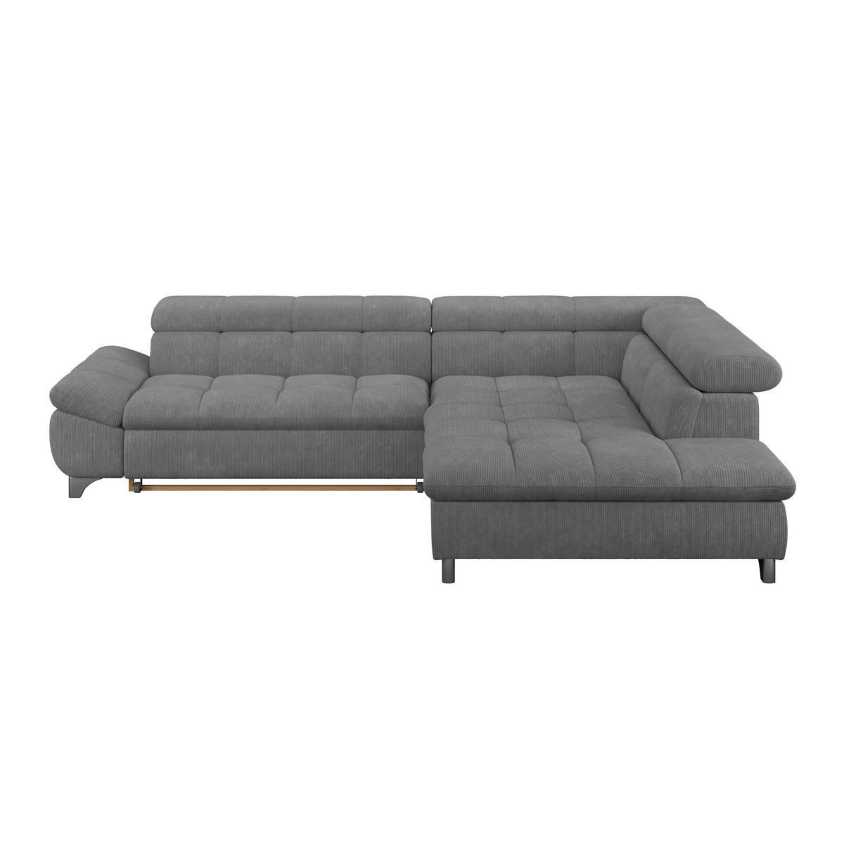 ECKSOFA Anthrazit Chenille  - Chromfarben/Anthrazit, KONVENTIONELL, Textil/Metall (312/234cm) - Livetastic