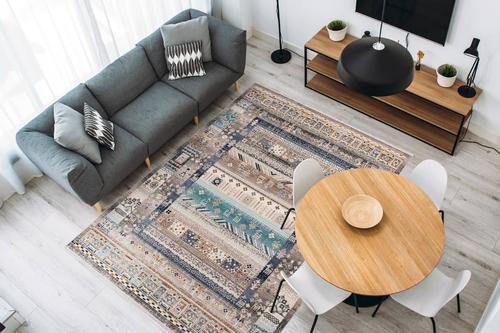 VINTAGE KOBEREC, 120/170 cm, modrá, hnedá - hnedá/modrá, Design, textil (120/170cm)