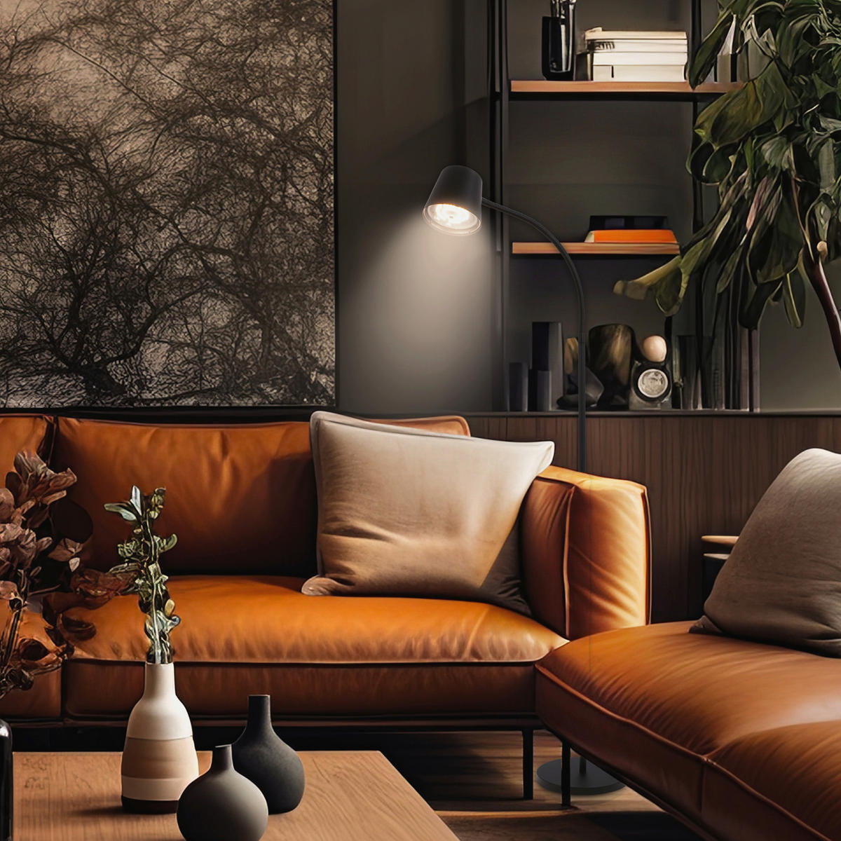 AKKU-STEHLEUCHTE 21/126 cm    - Schwarz, Design, Kunststoff/Metall (21/126cm)