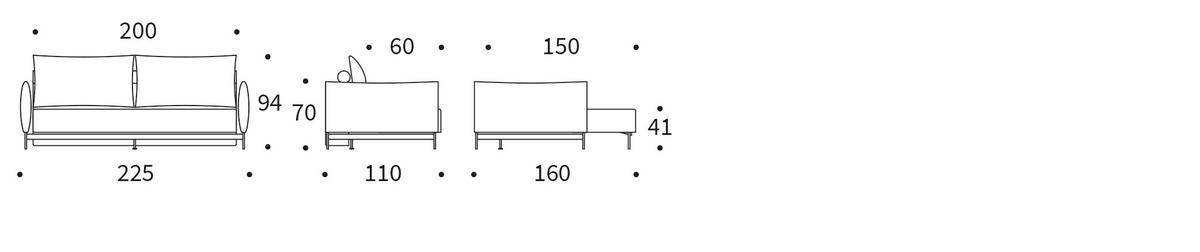 SCHLAFSOFA Flachgewebe Greige  - Greige/Schwarz, Design, Textil/Metall (225/94/110cm) - Innovation