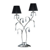 KRISTALL-TISCHLEUCHTE 45/70 cm   - Chromfarben/Schwarz, KONVENTIONELL, Glas/Textil (45/70cm)