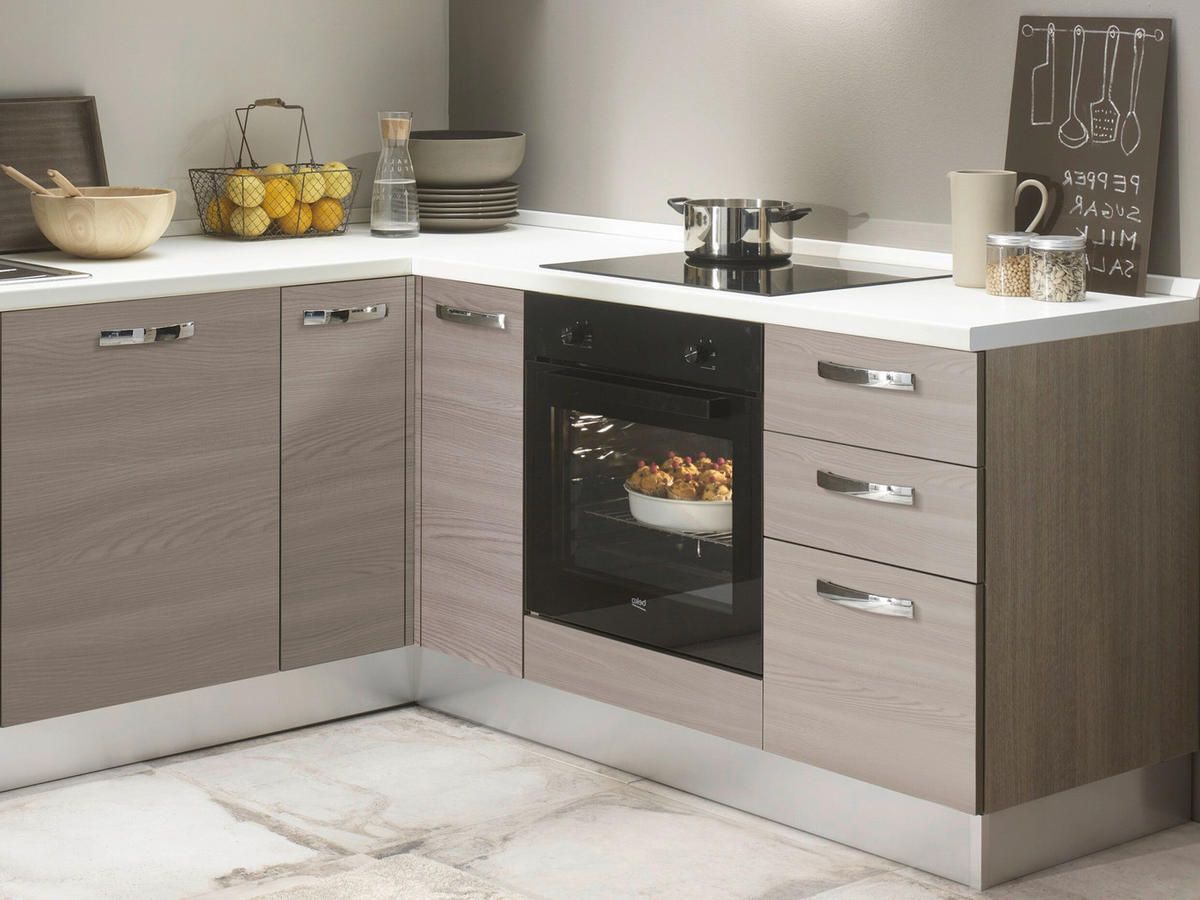 ECKKÜCHE 270/195 cm  in Creme, Eiche grau  - Eiche grau/Magnolie, LIFESTYLE, Holzwerkstoff/Kunststoff (270/195cm) - MID.YOU