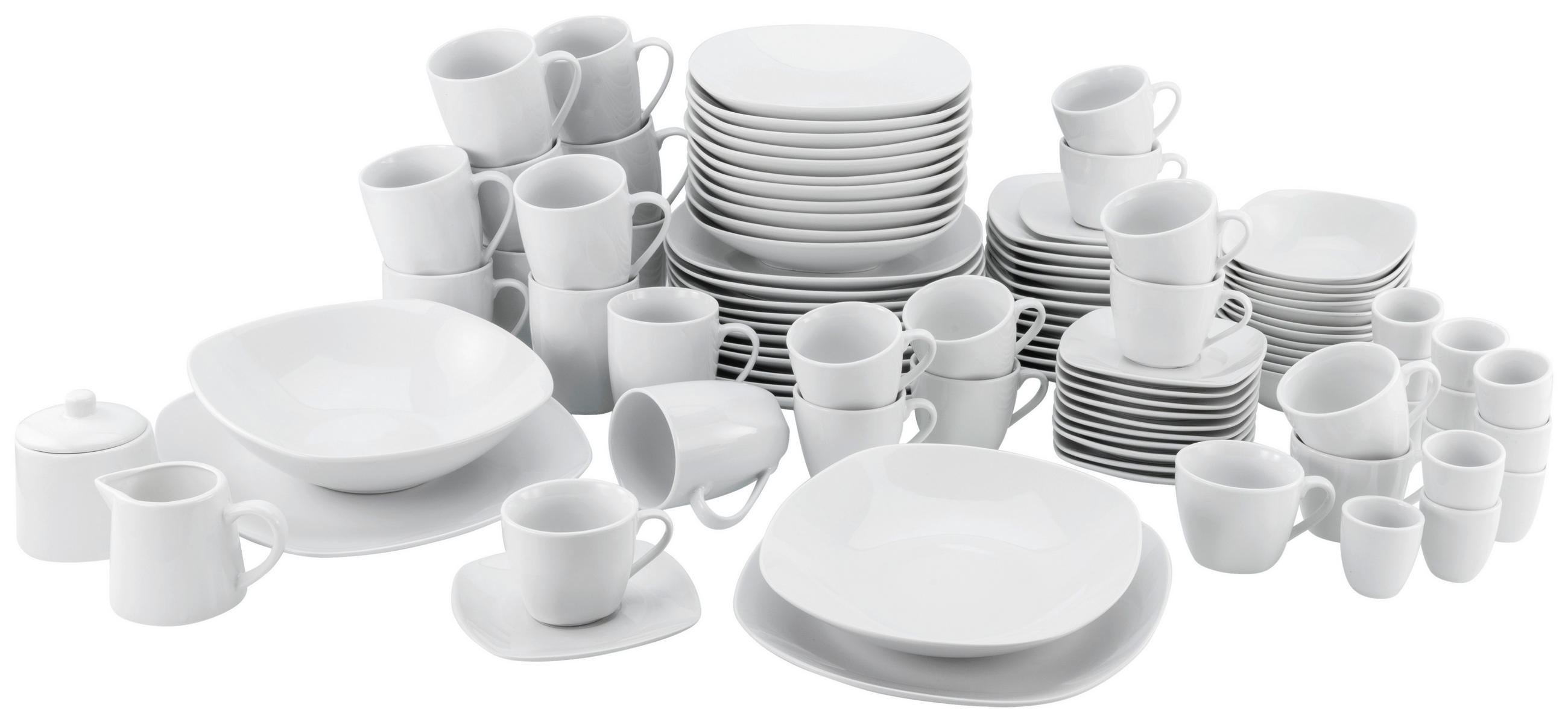 KOMBISERVICE Square Weiß 100-teilig  - Weiß, KONVENTIONELL, Keramik - Creatable