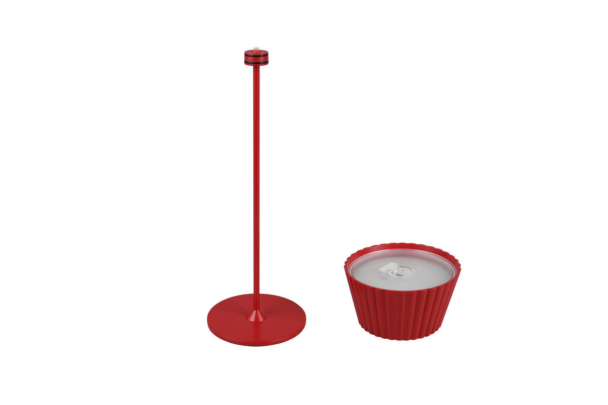 NABÍJATEĽNÁ STOLNÁ LAMPA 13,5/39 cm - červená, Trend, kov (13,5/39cm)