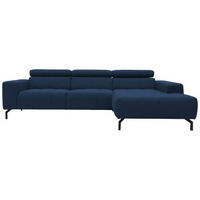 ECKSOFA in Webstoff Dunkelblau  292/175 cm  - Schwarz/Dunkelblau, Design, Textil/Metall (292/175cm) - MID.YOU