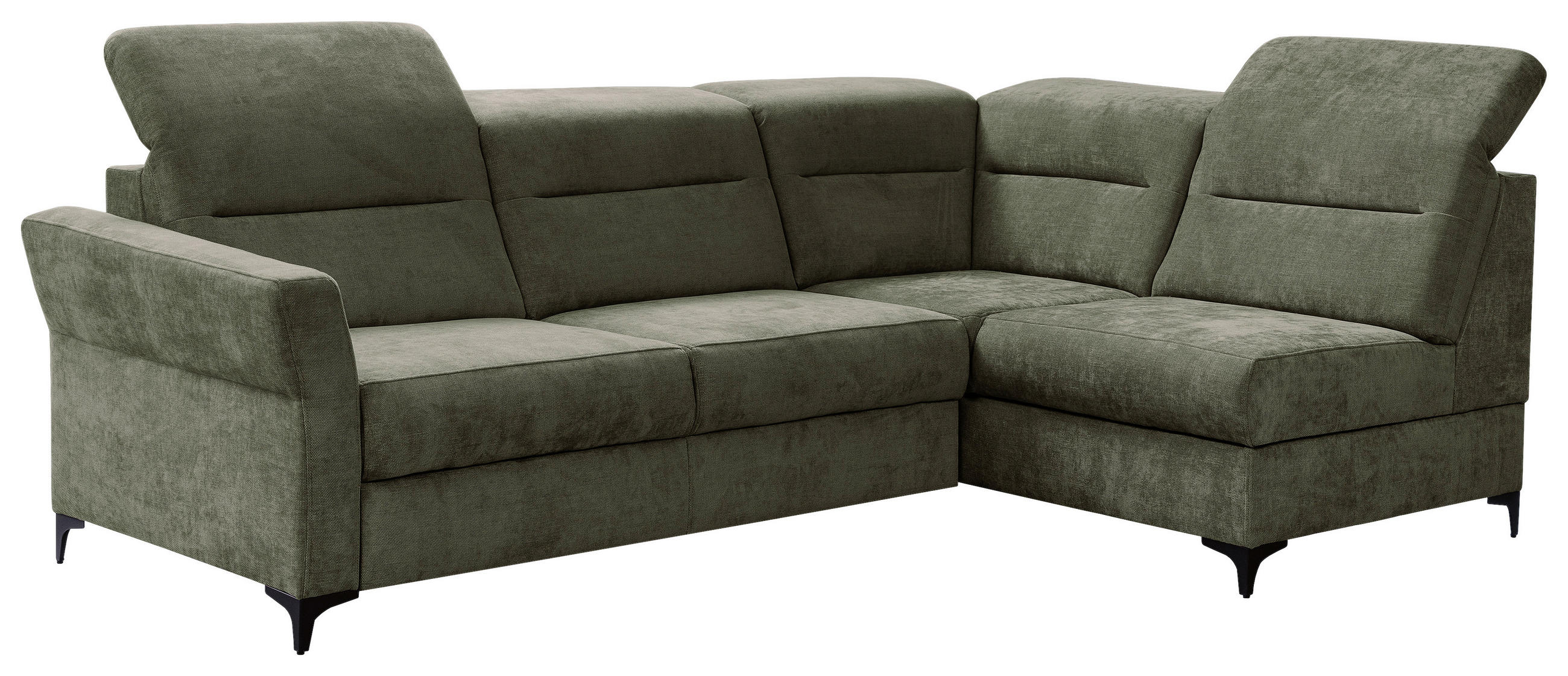 ECKSOFA inkl. Funktionen Dunkelgrün Webstoff  - Dunkelgrün/Schwarz, KONVENTIONELL, Textil/Metall (272/177cm) - Stylife