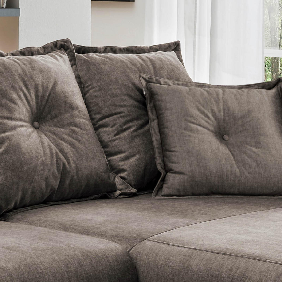 ECKSOFA in Velours Braun  - Buchefarben/Braun, Modern, Holz/Textil (277/94/162cm) - Livetastic